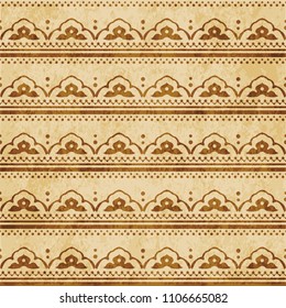 Retro brown cork texture grunge seamless background curve cross frame flower dot line