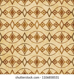 Retro brown cork texture grunge seamless background oval curve cross frame diamond check gem