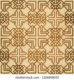 Retro brown cork texture grunge seamless background polygon square check cross frame line