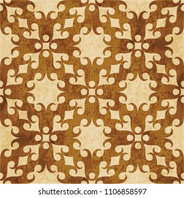 Retro brown cork texture grunge seamless background round curve spiral cross check heart frame