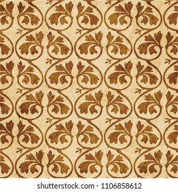 Retro brown cork texture grunge seamless background curve cross spiral vine plant leaf