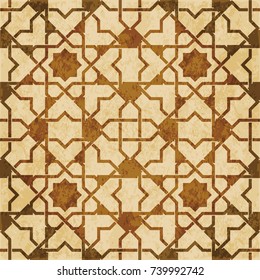Retro brown Islam seamless geometry pattern background eastern style ornament