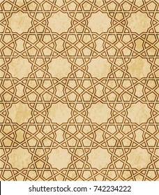 Retro brown Islam seamless geometry pattern background eastern style ornament