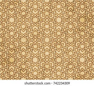 Retro brown Islam seamless geometry pattern background eastern style ornament