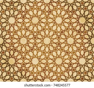 Retro brown Islam seamless geometry pattern background eastern style ornament