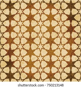 Retro brown Islam seamless geometry pattern background eastern style ornament