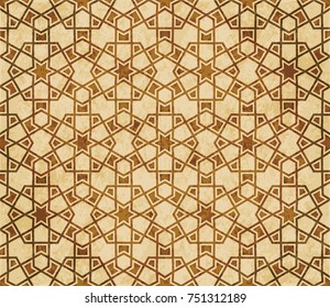Retro brown Islam seamless geometry pattern background eastern style ornament