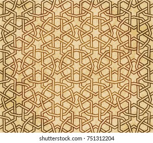 Retro brown Islam seamless geometry pattern background eastern style ornament