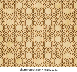Retro brown Islam seamless geometry pattern background eastern style ornament