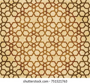 Retro brown Islam seamless geometry pattern background eastern style ornament