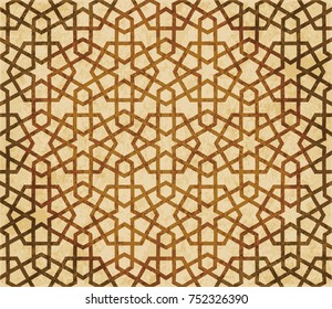 Retro brown Islam seamless geometry pattern background eastern style ornament