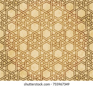 Retro brown Islam seamless geometry pattern background eastern style ornament