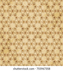 Retro brown Islam seamless geometry pattern background eastern style ornament