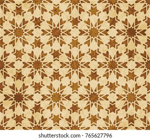 Retro brown Islam seamless geometry pattern background eastern style ornament