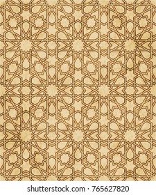Retro brown Islam seamless geometry pattern background eastern style ornament