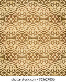 Retro brown Islam seamless geometry pattern background eastern style ornament