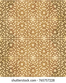 Retro brown Islam seamless geometry pattern background eastern style ornament