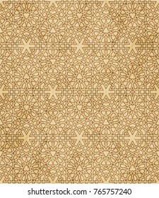 Retro brown Islam seamless geometry pattern background eastern style ornament
