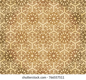 Retro brown Islam seamless geometry pattern background eastern style ornament