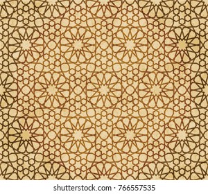 Retro brown Islam seamless geometry pattern background eastern style ornament