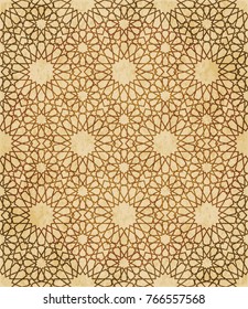 Retro brown Islam seamless geometry pattern background eastern style ornament