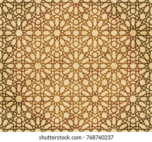 Retro brown Islam seamless geometry pattern background eastern style ornament