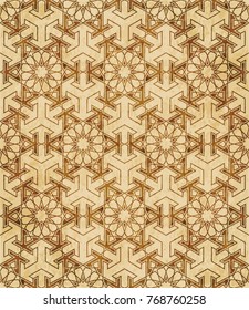 Retro brown Islam seamless geometry pattern background eastern style ornament