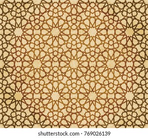 Retro brown Islam seamless geometry pattern background eastern style ornament