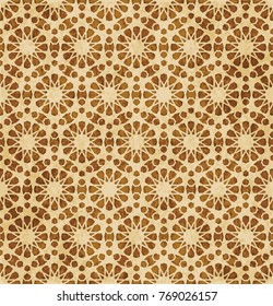 Retro brown Islam seamless geometry pattern background eastern style ornament