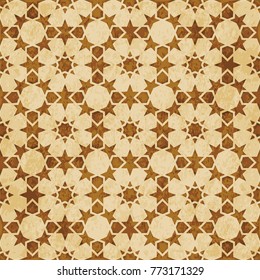 Retro brown Islam seamless geometry pattern background eastern style ornament