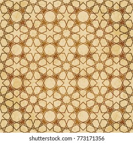 Retro brown Islam seamless geometry pattern background eastern style ornament