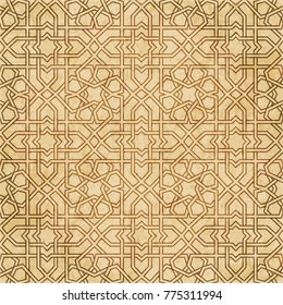 Retro brown Islam seamless geometry pattern background eastern style ornament