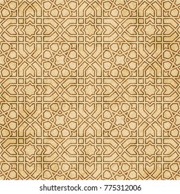 Retro brown Islam seamless geometry pattern background eastern style ornament