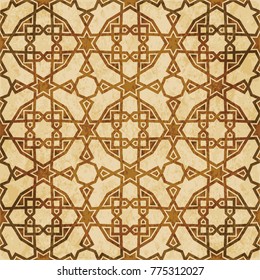 Retro brown Islam seamless geometry pattern background eastern style ornament