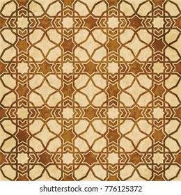 Retro brown Islam seamless geometry pattern background eastern style ornament