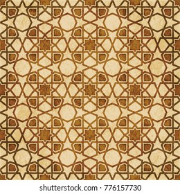 Retro brown Islam seamless geometry pattern background eastern style ornament