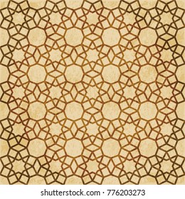 Retro brown Islam seamless geometry pattern background eastern style ornament