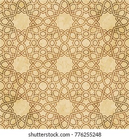 Retro brown Islam seamless geometry pattern background eastern style ornament
