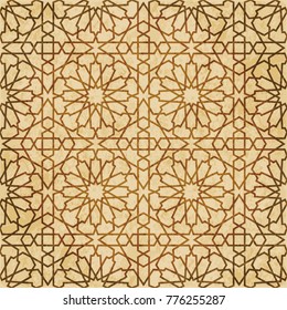 Retro brown Islam seamless geometry pattern background eastern style ornament