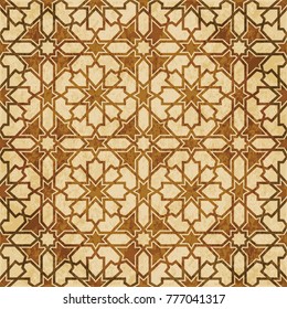 Retro brown Islam seamless geometry pattern background eastern style ornament