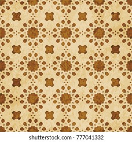 Retro brown Islam seamless geometry pattern background eastern style ornament