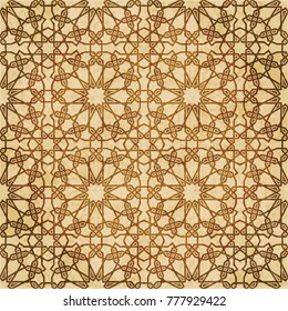 Retro brown Islam seamless geometry pattern background eastern style ornament