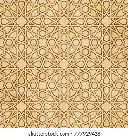Retro brown Islam seamless geometry pattern background eastern style ornament