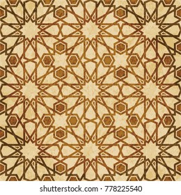 Retro brown Islam seamless geometry pattern background eastern style ornament