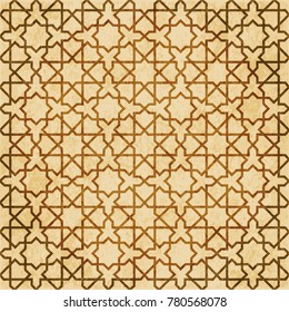 Retro brown Islam seamless geometry pattern background eastern style ornament