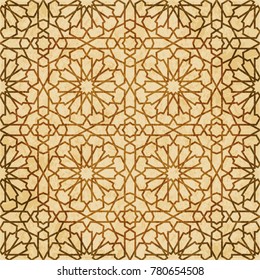 Retro brown Islam seamless geometry pattern background eastern style ornament