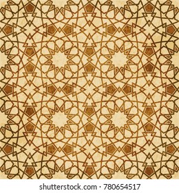 Retro brown Islam seamless geometry pattern background eastern style ornament
