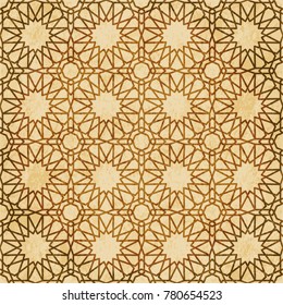 Retro brown Islam seamless geometry pattern background eastern style ornament