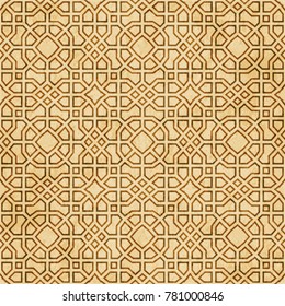 Retro brown Islam seamless geometry pattern background eastern style ornament