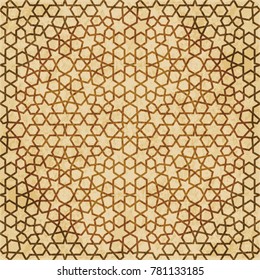Retro brown Islam seamless geometry pattern background eastern style ornament